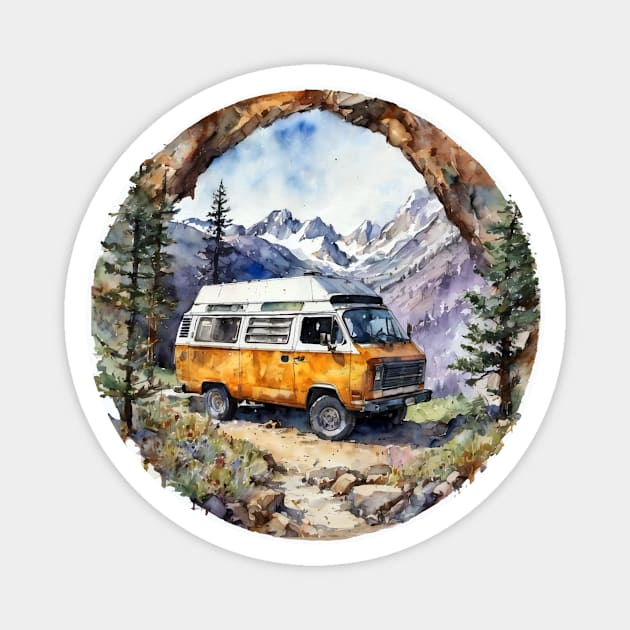 Van Life Retro Campervan Magnet by Cre8tiveSpirit